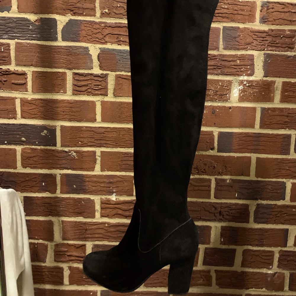 Black suede over the knee boots